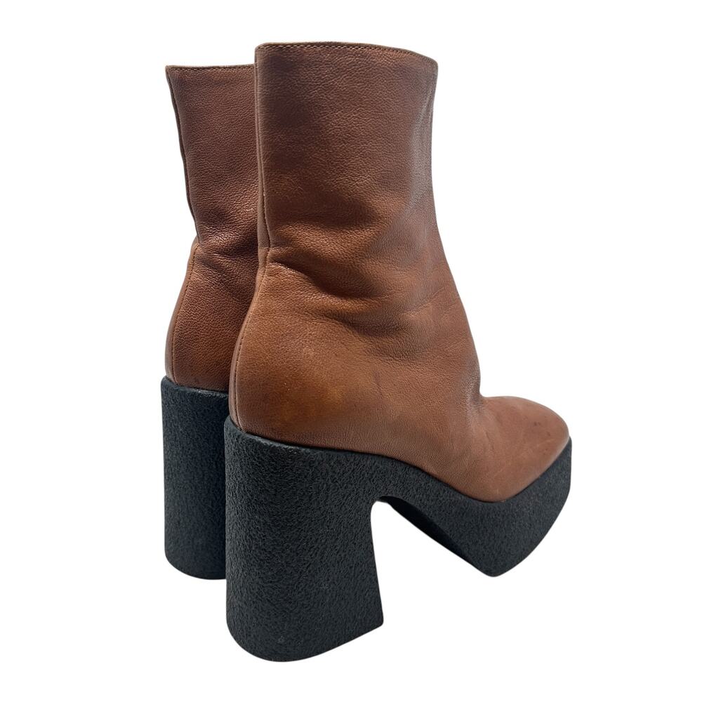 Brother Vellies Empire Platform Ankle Boots Brown Leather Made Italy Womens 6 - Picture 9 of 16